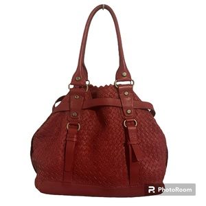 Francesco Biasia Leather Woven Shoulder Bag with removal pouch